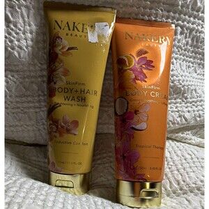 NAKERY Beauty SkinFirm Body+Hair Wash & Body Cream Set, Coconut Scent